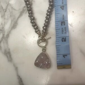 15” Silver Necklace with Light Purple Stones